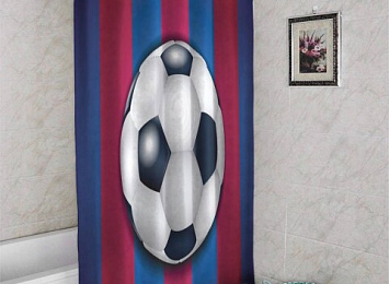 3D фотоштора для ванной «Мяч на полосах»