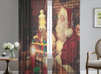 3D Фототюль «Мечтающий Санта»
