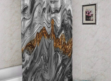 3D штора для ванной «Золотая лава»
