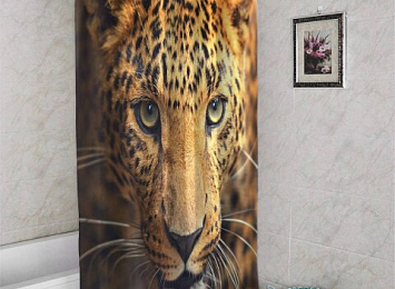 3D штора для ванны «Леопард портрет»