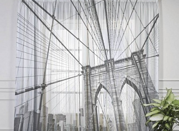 Оконный 3D тюль "Мост Нью-Йорка"