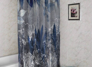 3D занавеска в ванную комнату «Вечер цвета индиго»
