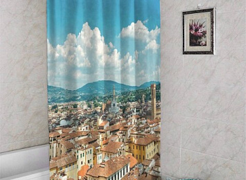 3D штора для ванной «Крыши домов Италии»