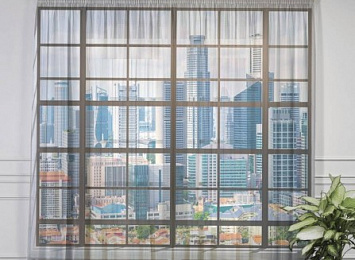 Фототюль «Окна с панорамным видом на город»