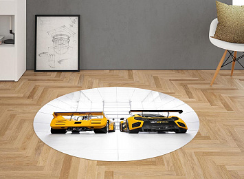 3D Ковер «Светлый гараж с двумя желтыми спорткарами»