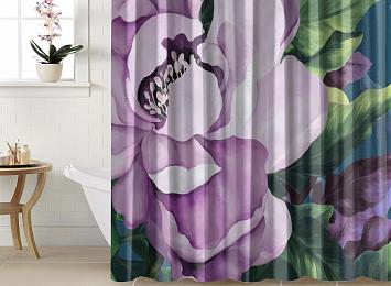 Шторы для ванной «Величественный цветок в лиловых тонах»
