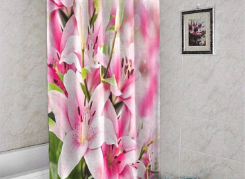 3D фото занавеска для ванной «Букет из лилий»