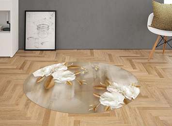 3D Ковер  «Невесомые цветы на акварельном фоне»