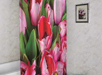 3D занавеска для ванной «Букет тюльпанов»