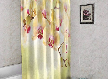 3D занавеска для ванной «Желтая орхидея»