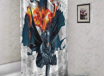 3D занавеска в ванную комнату «Бэтмен»