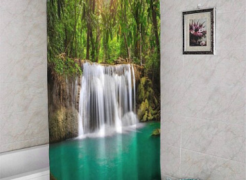 3D занавеска для ванны «Водопад в лесу»
