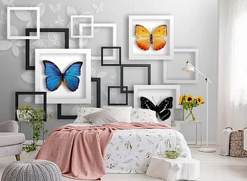 3D Фотообои «Коллекция бабочек»