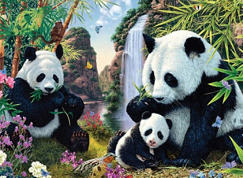 Уютный плед «Семейство панд»