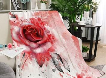 3D Плед «Алые розы в акварельной дымке»