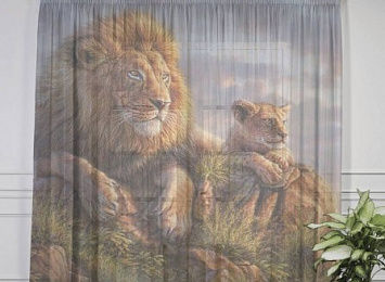 Тюль для штор "Величественные львы"