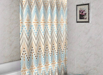 3D штора в ванную комнату «Инди зигзаг»