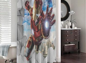 3D штора для ванной «Железный Человек»