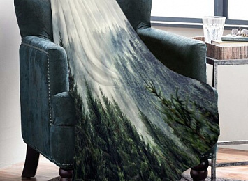 3D Плед «Винтажное фото с туманным лесом»