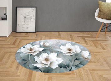 3D Ковер «Благородные белые цветы»