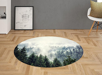 3D Ковер «Винтажное фото с туманным лесом»