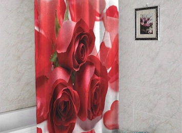 3D занавеска для ванны «Композиция с алыми розами»