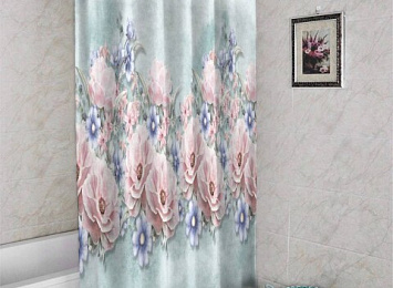 3D фото занавеска для ванной «Цветочная гармония»