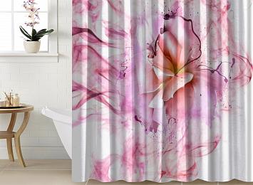 Шторы для ванной «Перламутровая роза в розовой дымке»