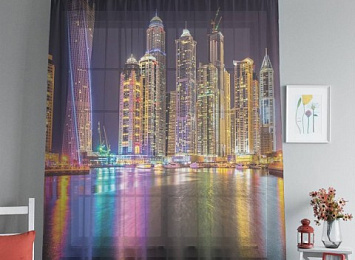 3D Тюль на окна "Огни Дубая"