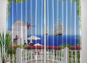 Фотошторы «Балкон с видом на корабли»