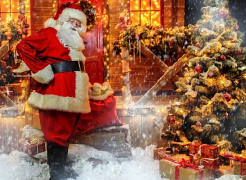 3D Фототюль «Домик Санта Клауса»