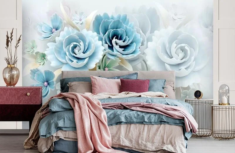 Картинка 3D Фотообои "Бирюзовые суккуленты" | интернет-магазин ELEGANT HOME DECOR