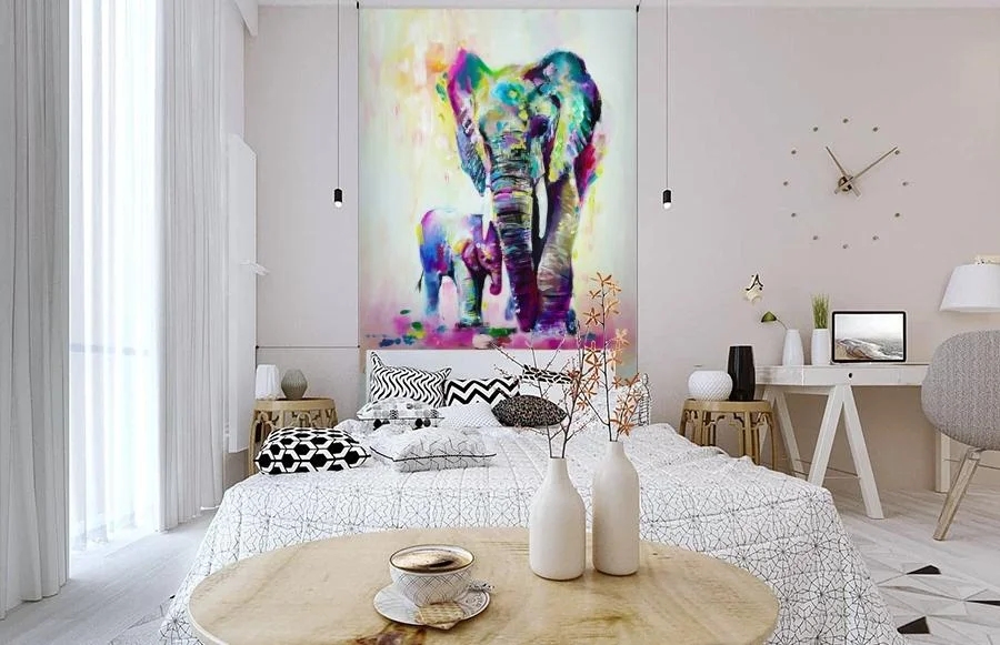 Картинка 3D Фотообои «Семья слонов» | интернет-магазин ELEGANT HOME DECOR