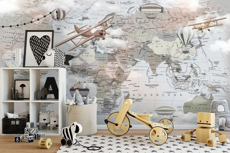 Картинка Фотообои «Карта путешествий» | интернет-магазин ELEGANT HOME DECOR