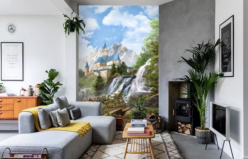 Картинка 3D Фотообои «Замок в скалистых горах» | интернет-магазин ELEGANT HOME DECOR