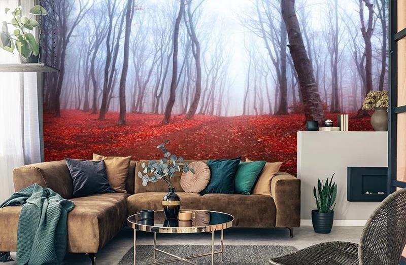 Картинка 3D Фотообои  «Осенний лес в тумане» | интернет-магазин ELEGANT HOME DECOR