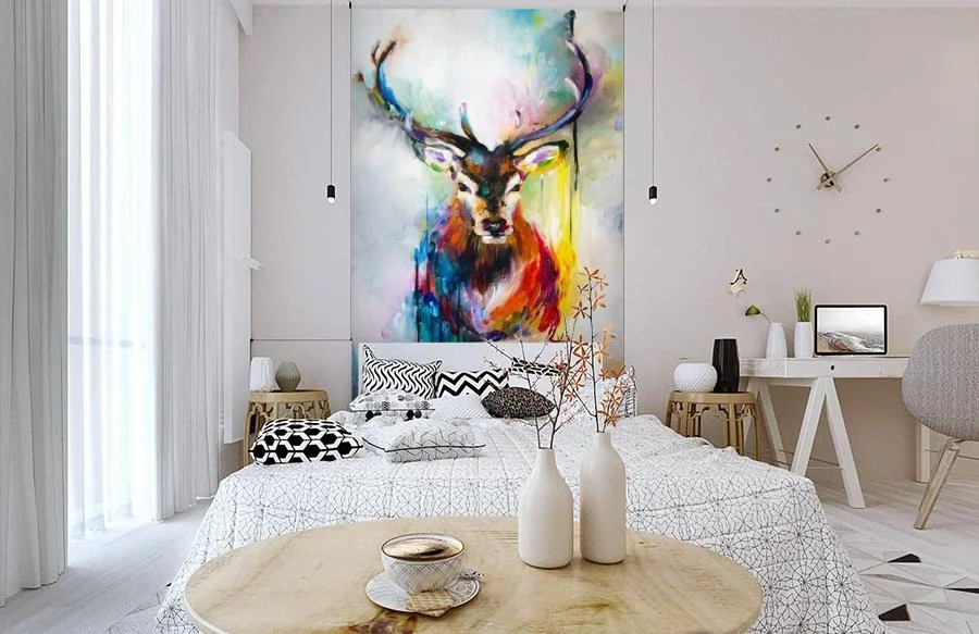 Картинка 3D Фотообои «Олень красками» | интернет-магазин ELEGANT HOME DECOR
