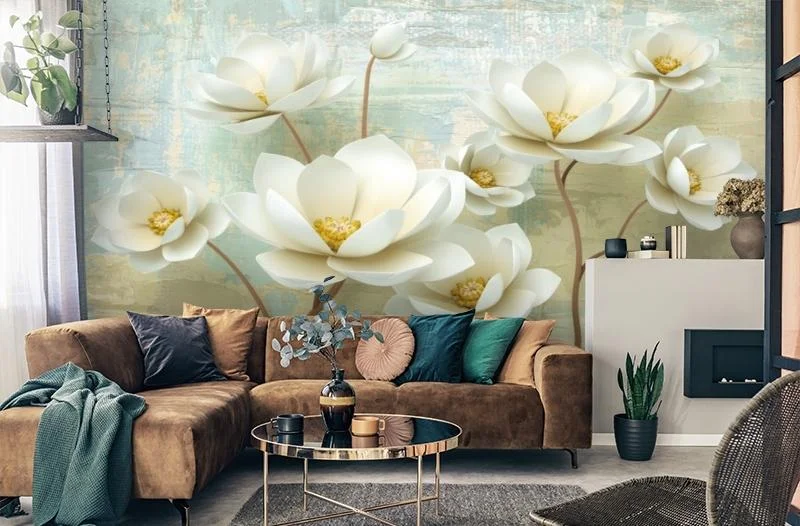 Картинка 3D Фотообои «Композиция из лотосов» | интернет-магазин ELEGANT HOME DECOR