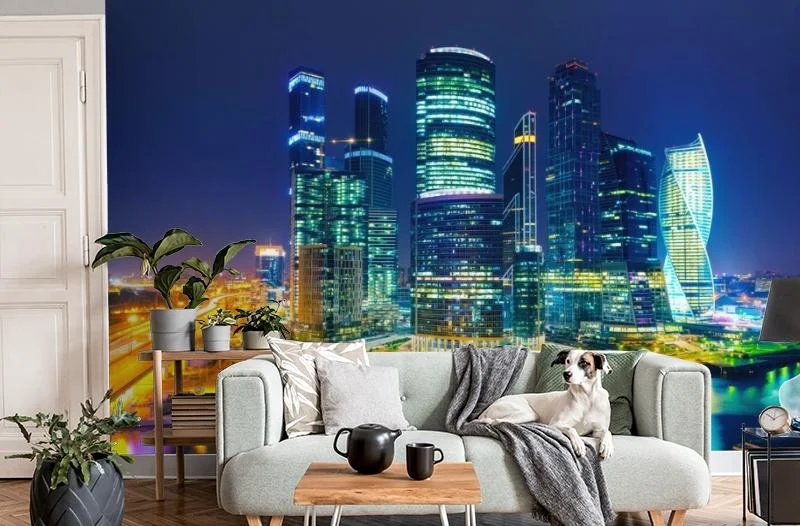 Картинка 3D Фотообои «Ночная Москва» | интернет-магазин ELEGANT HOME DECOR