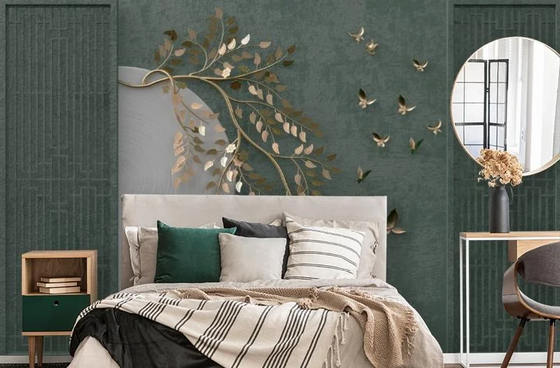 Картинка 3D Фотообои «Золотые порхающие бабочки» | интернет-магазин ELEGANT HOME DECOR