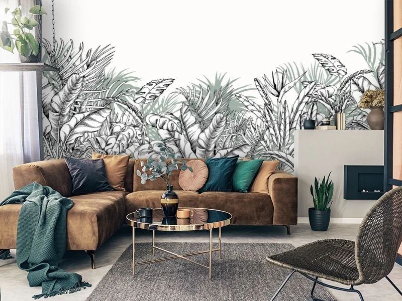 Картинка 3D Фотообои «Тропический эскиз» | интернет-магазин ELEGANT HOME DECOR