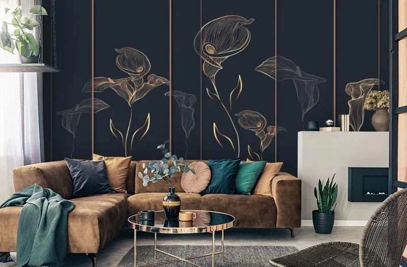 Картинка 3D Фотообои «Абстрактные каллы на тёмном» | интернет-магазин ELEGANT HOME DECOR