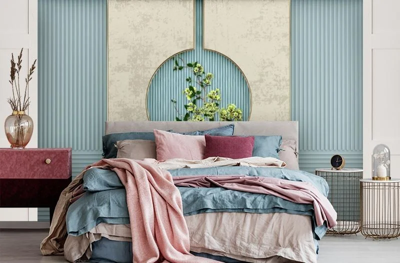 Картинка 3D Фотообои «Объемная ветвь на ребристом фоне» | интернет-магазин ELEGANT HOME DECOR