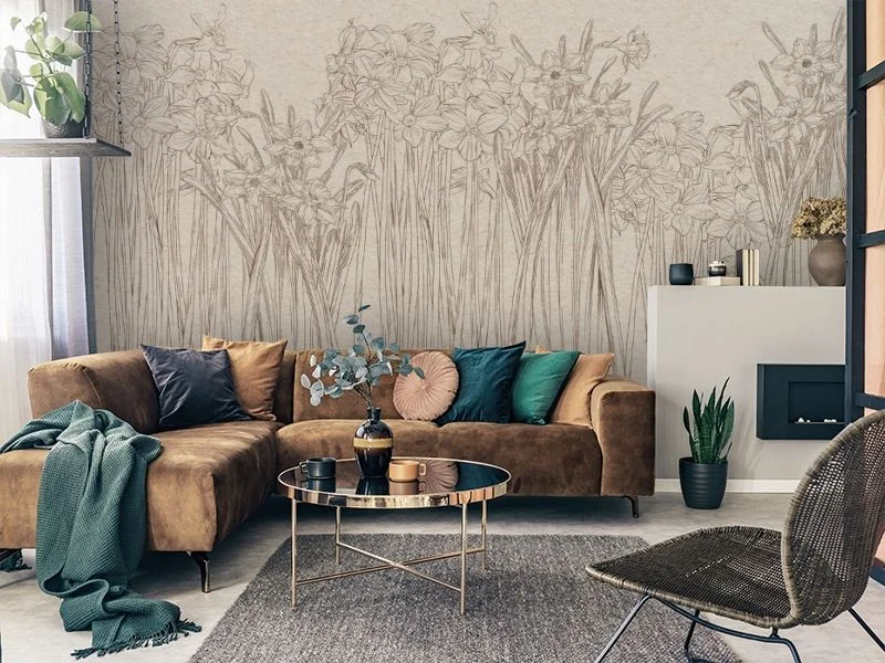 Картинка 3D Фотообои «Цветочный эскиз на бумаге» | интернет-магазин ELEGANT HOME DECOR