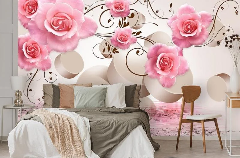 Картинка 3D Фотообои «Розы над водой» | интернет-магазин ELEGANT HOME DECOR