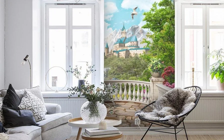 Картинка 3D Фотообои «Замок по соседству» | интернет-магазин ELEGANT HOME DECOR