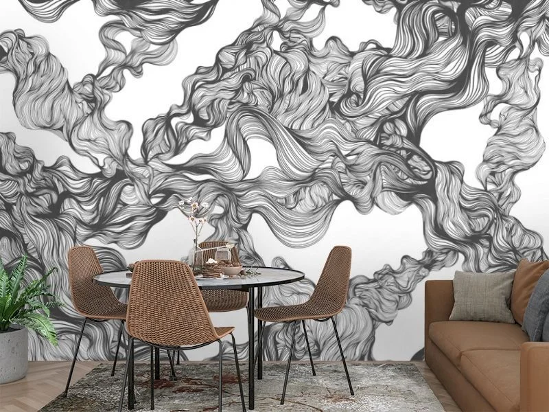 Картинка 3D Фотообои «Черно-белый переплет из линий» | интернет-магазин ELEGANT HOME DECOR