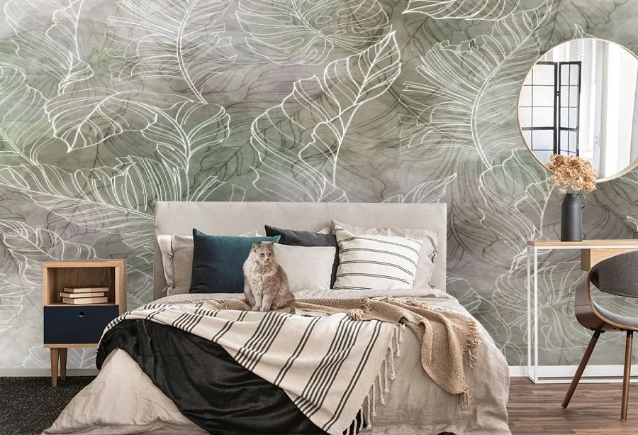 Картинка 3D Фотообои «Лиственная иллюзия» | интернет-магазин ELEGANT HOME DECOR