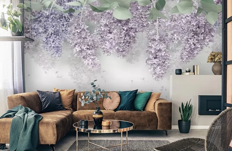 Картинка 3D Фотообои "Сиреневый декор" | интернет-магазин ELEGANT HOME DECOR