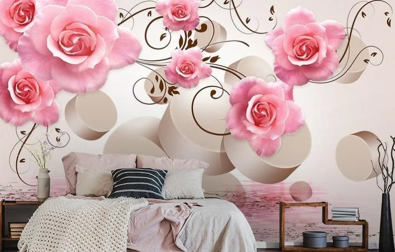 Картинка 3D Фотообои «Розы над водой» | интернет-магазин ELEGANT HOME DECOR